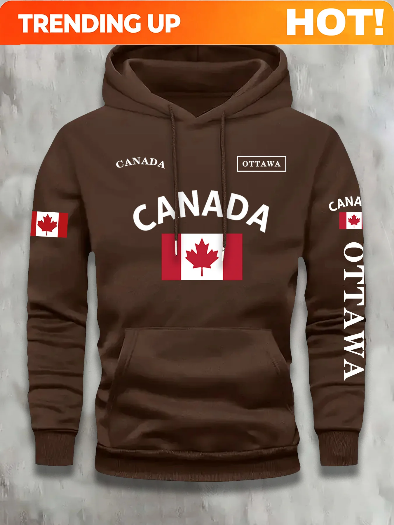 Customization New Styles Autumn/Winter Men's Sweatshirt With Canadian Flag Creative Print, Comfortable And Fashionable For Sport