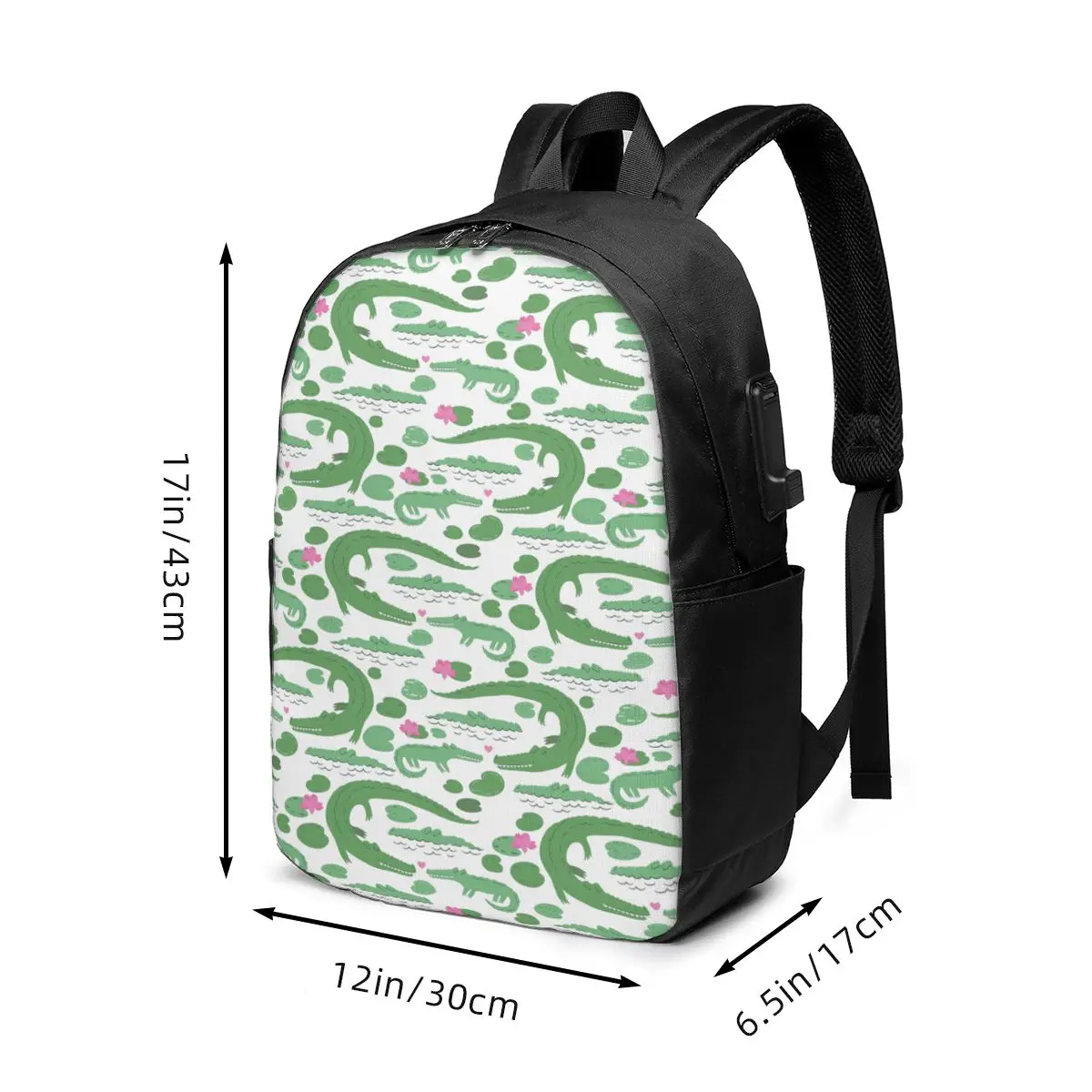 Alligators Crocodile And Flowers Backpack Travel Notebook Bag Computer College Student School Bag Laptop Shoulder Bags