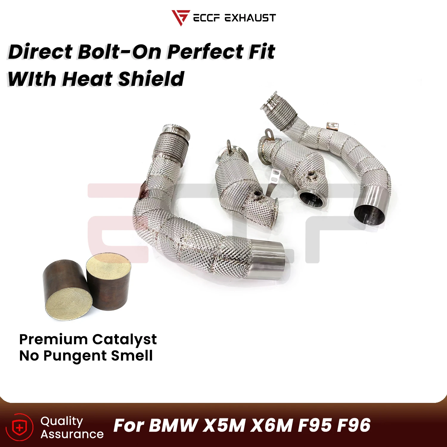 

Sporty Downpipe With Heat Shield For BMW X5M X6M F95 F96 Aggressive Exhaust Sound Plug and Play Upgrade Performance