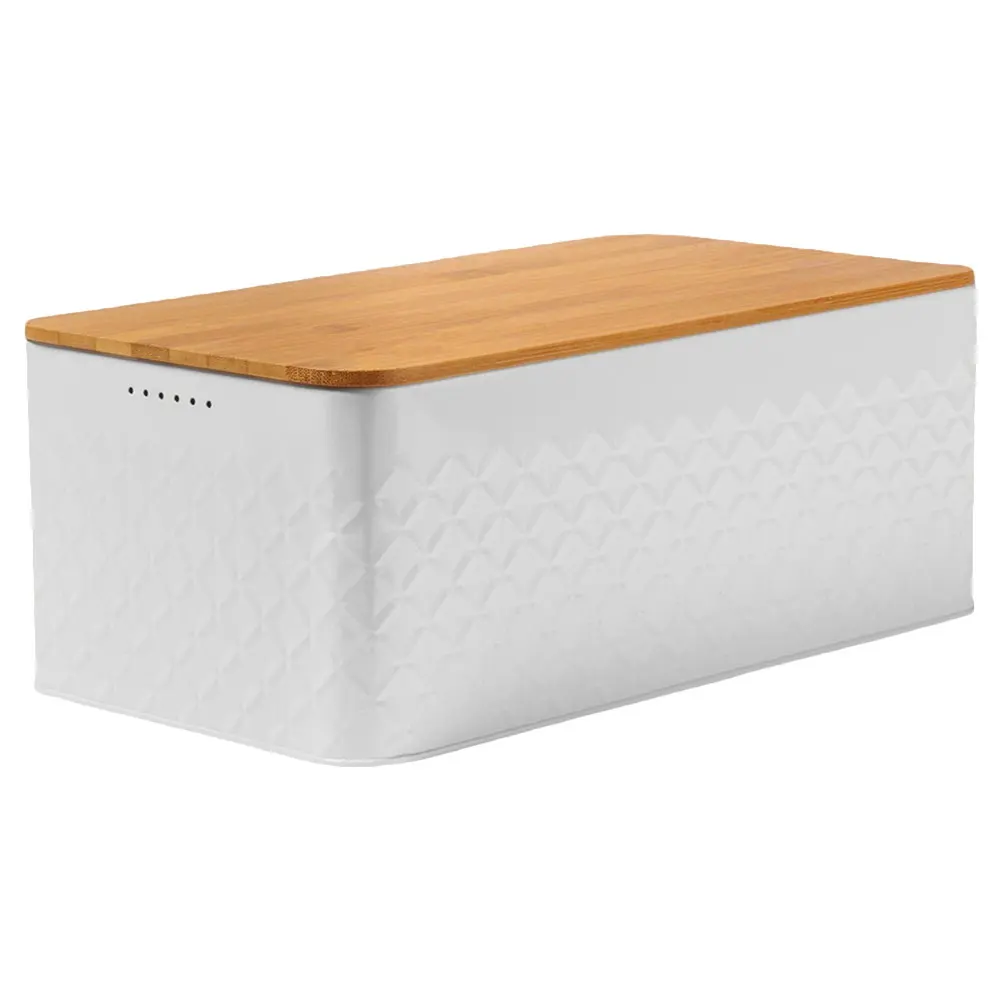 

Iron Bread Box White Kitchen Countertop Bread Storage Container Metal Breadbox for Home Bakery Fruit Snack Organizer Durability
