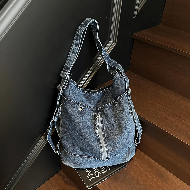 

Casual Denim Solid Color Sweet Shoulder Bags on Sale Large Capacity Women's Bags 2025 Hot Sale Spring Cool Crossbody Bags