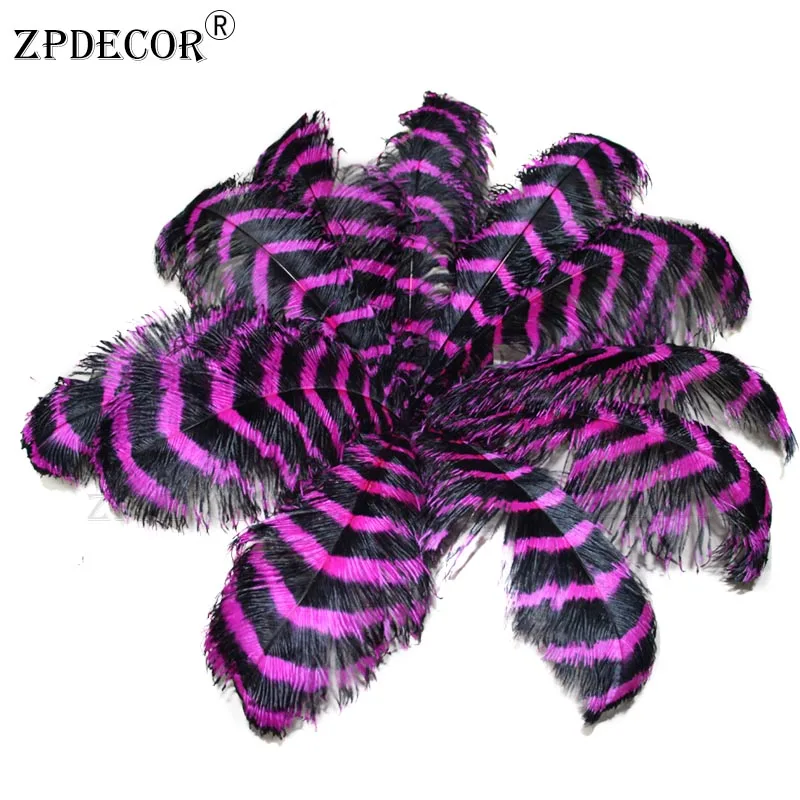 

ZPDECOR Big Pole Stripe Ostrich Feathers Dyeing 65-70Cm for Fashion Accessories Home Decor