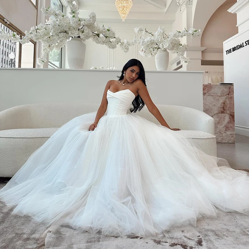 Eightree Exquisite Ivory Wedding Dresses Sleeveless Tulle A-Line Modern Tulle Boho Bride Gown 2025 vestidos de novia Customized