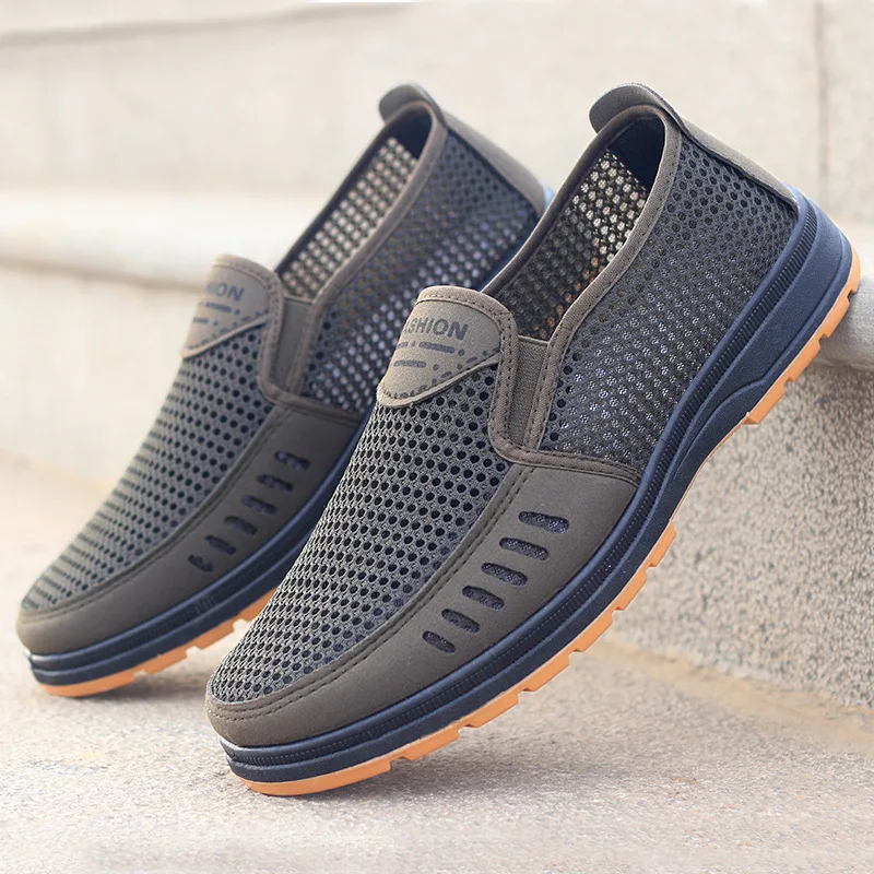 Summer New Men's Old Beijing Cloth Shoes Breathable and Casual Dad's Shoes Elderly Wearing Mesh Shoes