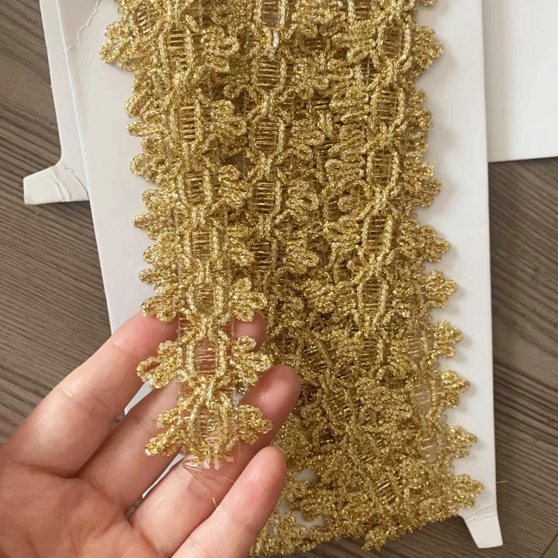 5Yards/Lot 3.5cm Wide Gold Silver Lace Curve National Braided Trim DIY Dancing Dress Stage Decoration Sew Edges