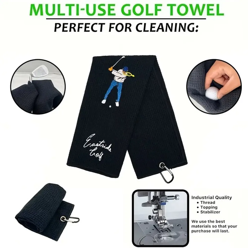

Golf Towel 40*60cm Clean Clubs Ball Funny Microfiber Premium Soft Absorbent Embroidered Aluminium Clip Golf Bags Accessories