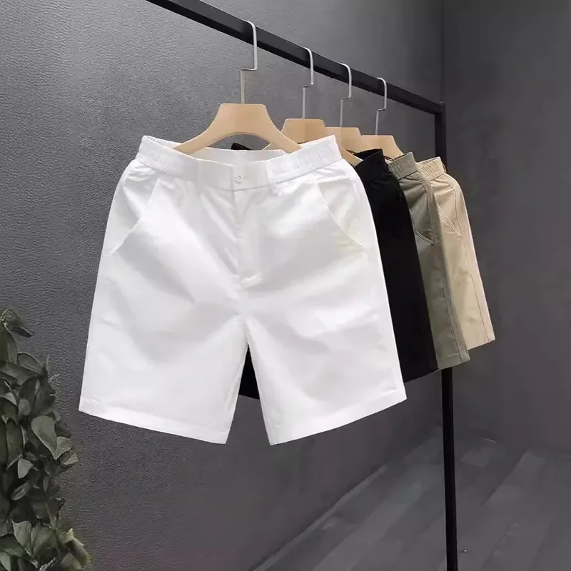 Men's Summer British‑Inspired Knee‑Length Dress Shorts, Slim‑Straight Fit Smart‑Casual Trendy Shorts For Young Men Daily Office
