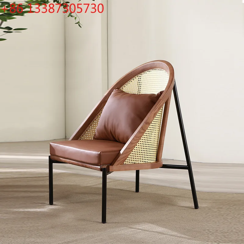 

Single sofa chair, villa terrace, solid wood rattan sofa chair, living room, leisure outdoor