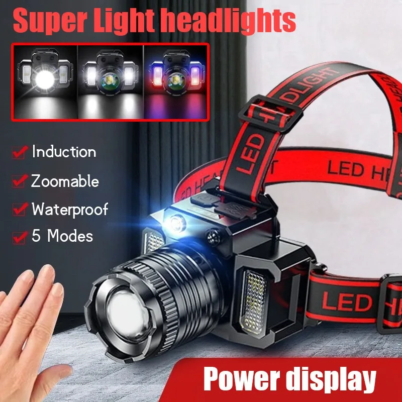 Headlight Rechargeable Waterproof Headlamp Heavy Duty  High Power Led Flashlight  Head Flashlight Rechargeabl Water Proof