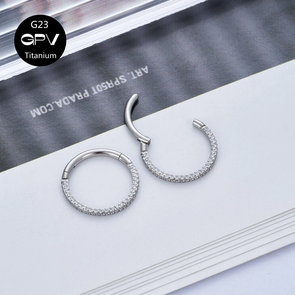 G23 Titanium Three-Sided Zircon Nose Ring Punk Male And Female Personality Septum Ring Perforated Jewelry Earrings