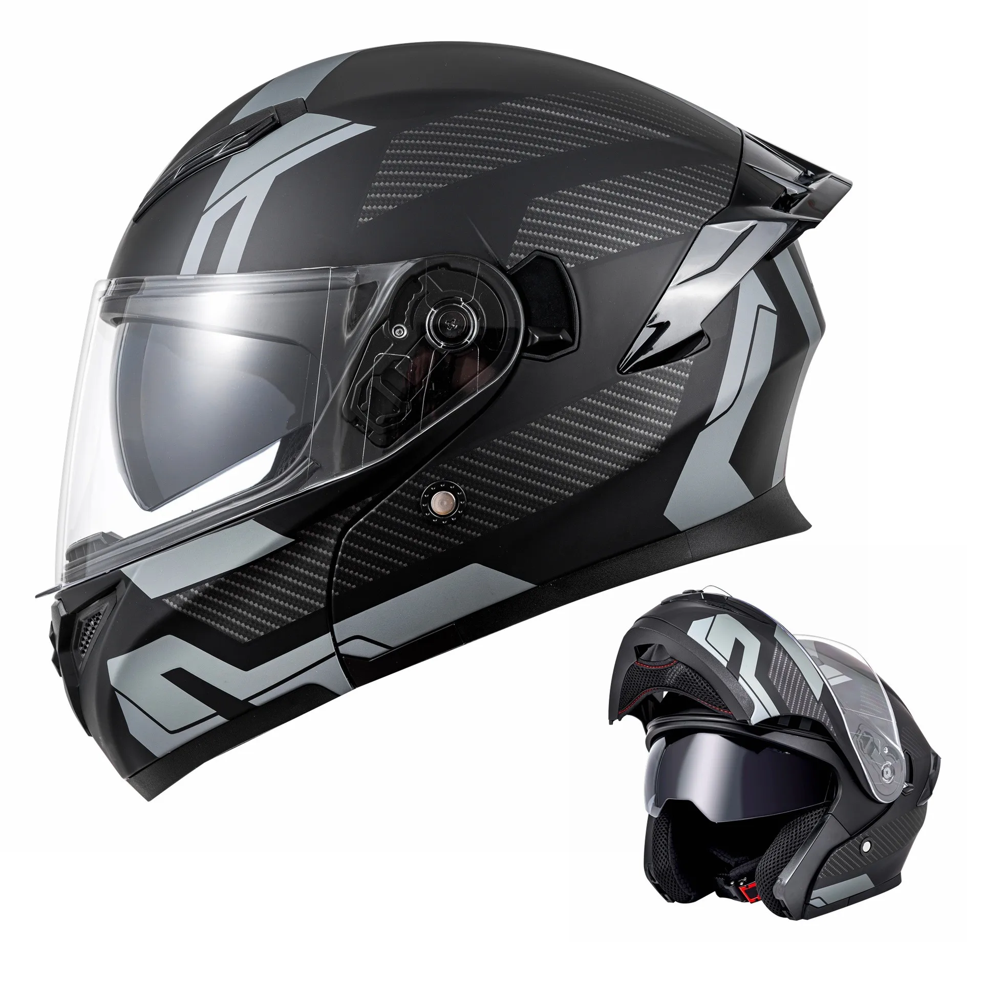 DOT Certification Uncovered Helmet Male Motorcycle Helmet Double Lens Cruise Cross-Country Motorcycle Full Helmet Covered Sunscr