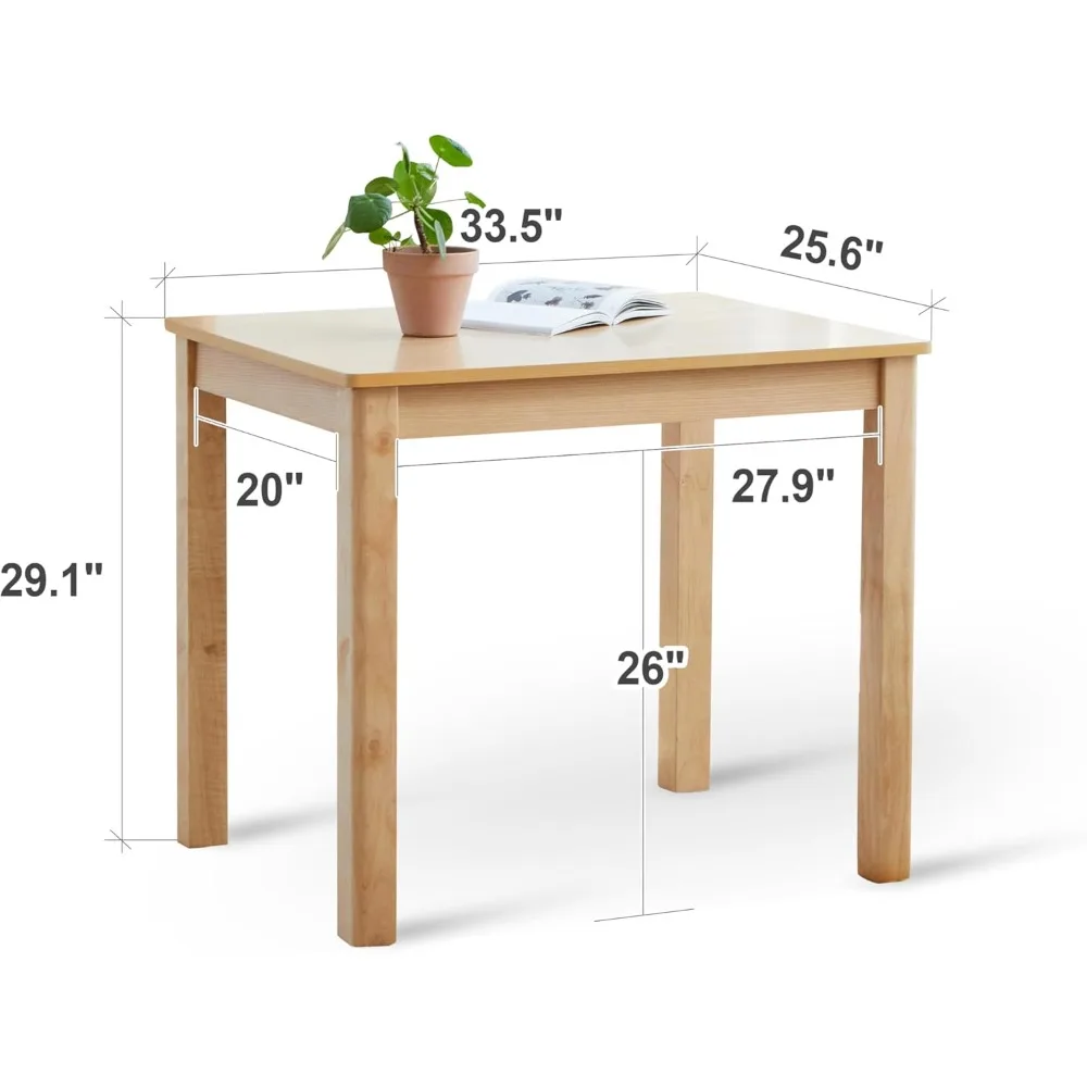 Cabin 33.5" Wooden Dining Table/Small Rectangular Modern Farmhouse Solid Wood Kitchen Table Desk (Natural)