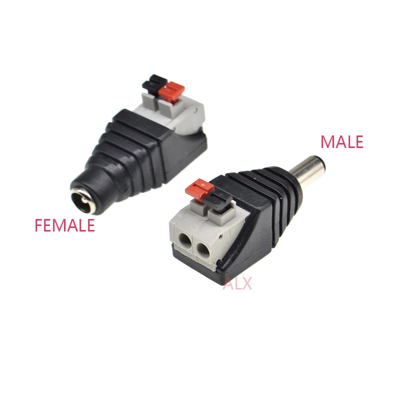 1pcs 12v Dc Power 5.5*2.1mm Male Female Connector Adapter 5.5x2.1mm Male Plug Female Socket Pressed Type For Led Strips