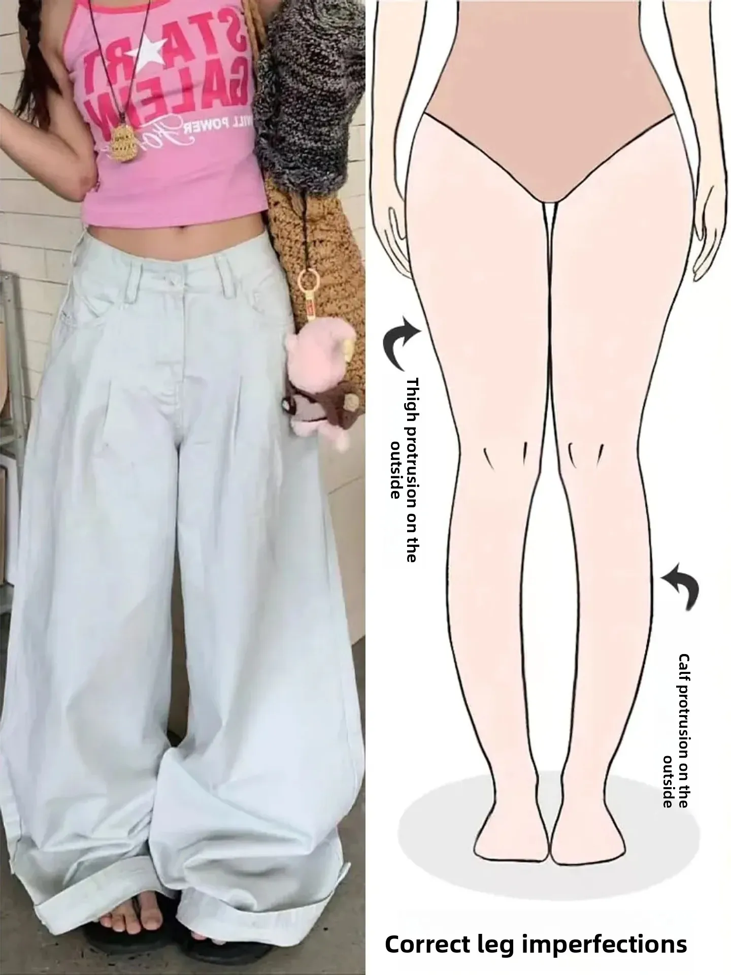 

Женские джинсы с широкими штанинами в стиле ретро, с эффектом потертости, с драпировкой, длинные брюки, модные, для фигуры типа «груша», повседневные, с высокой талией