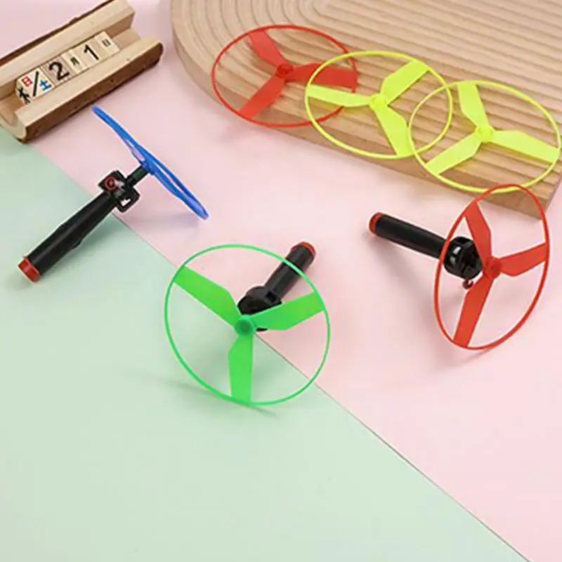 10 jeux de cordes de traction, disque volant, hélice, hélicoptère, jouet pour enfants, haut rotatif volant, jouets de sport de plein air, cadeaux de fête