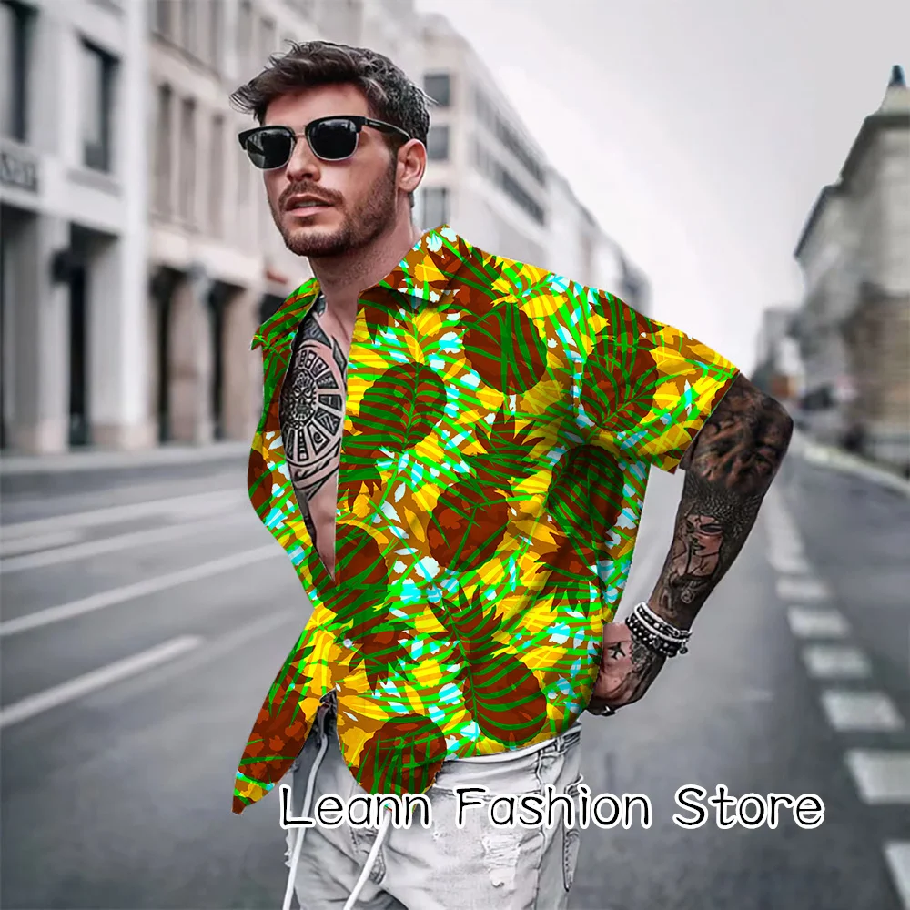 Men Summer Hawaiian Vacation Shirt Male Banana Fruit Printing Tops Tees Fashion Daily Clothing Casual High Quality Streetwear