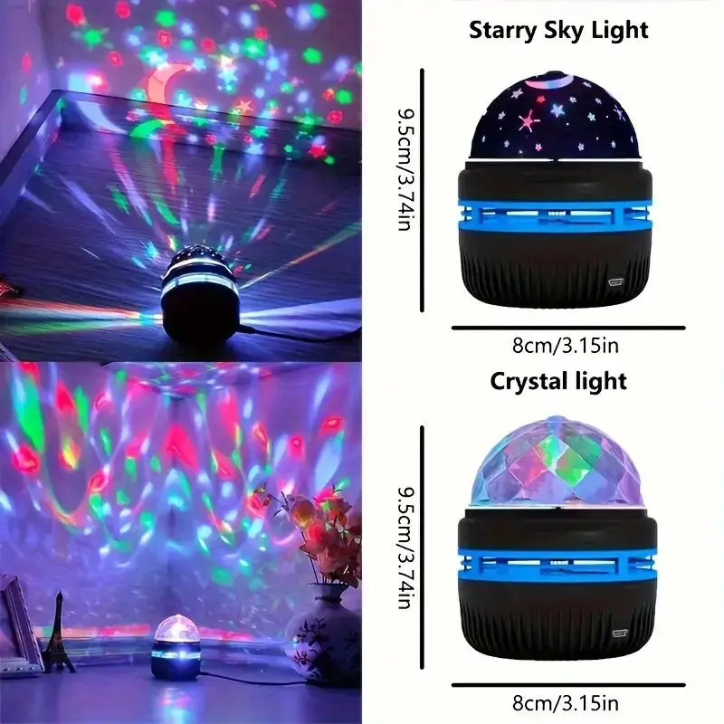 LED Galaxy Projector Lamp USB Powered Rotating Colorful Night Light For Bedroom Birthday Dancing Disco Party Stage Decor