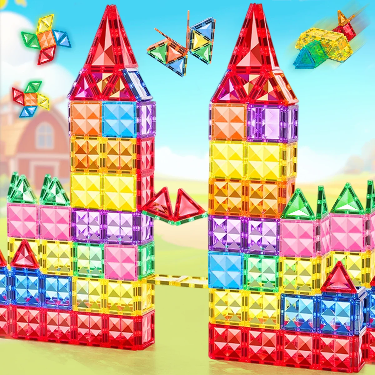 30/50/100PCS Magnetische Bausteine Bau Set 3D Spielzeug Für Kinder Montessori Pädagogisches STEM Blöcke Spielzeug mit Rädern