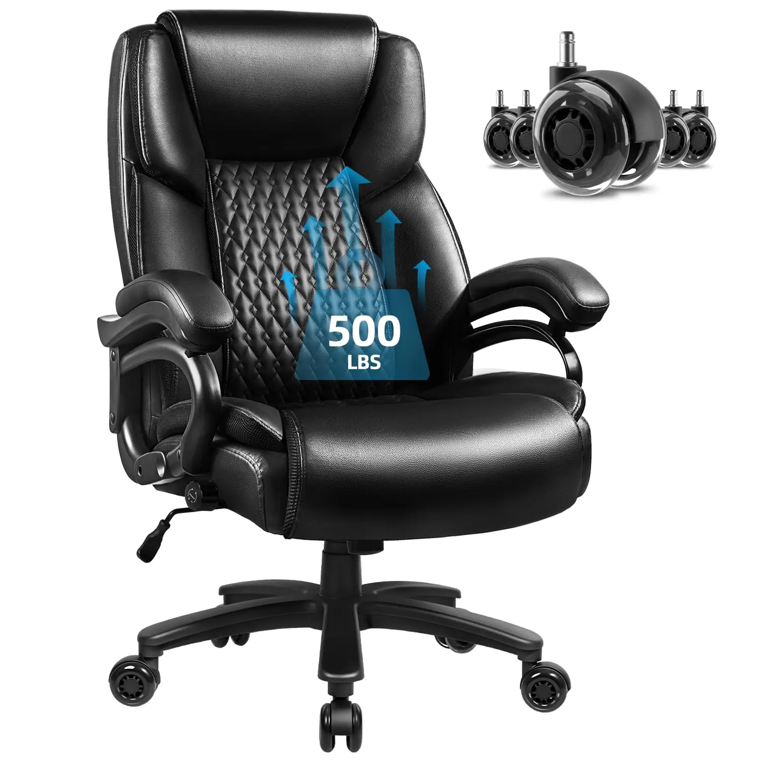 Heavy Duty Office Chair Low Back Pain Relief Ergonomic Lumbar Support High Back Executive Quiet Rubber Wheel, Customized