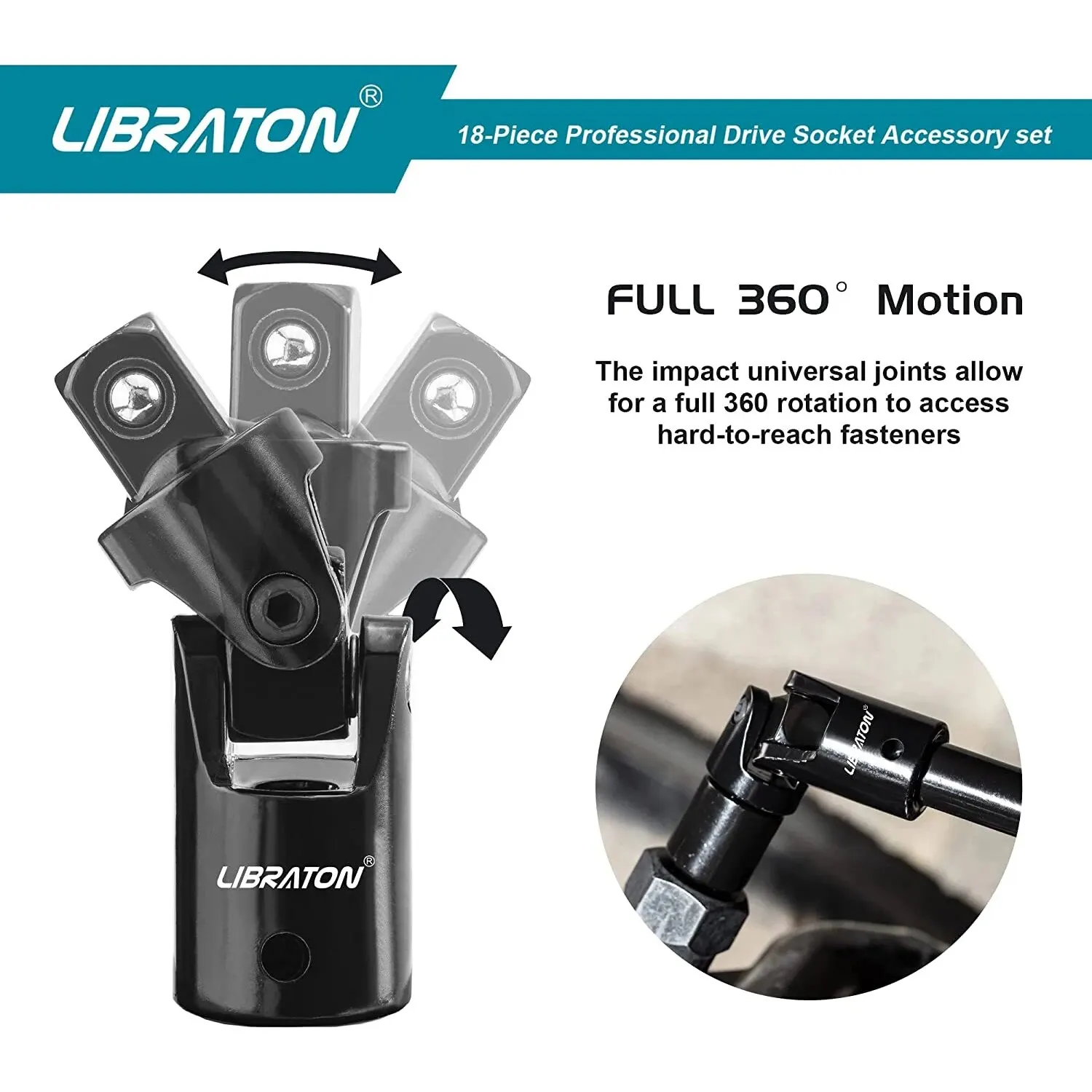 LIBRATON 18PCS Socket Extension Set Ratchet Extension Set Extension Set Impact Extension Set Socket Adapters Swivel Sockets