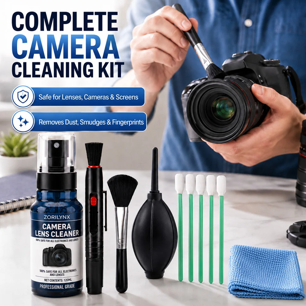 Professional Camera Cleaning Kit Lens Sensor Cleaner Air Blower Brush Swab Cloth for DSLR Canon Nikon Sony PC Dust Remover