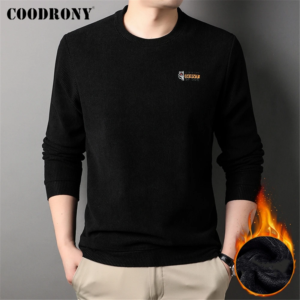 

COODRONY Brand O-Neck Fleece Knitted Sweater Men Clothing Autumn Winter New Arrival Classic Casual Warm Pullover Jersey Z1185