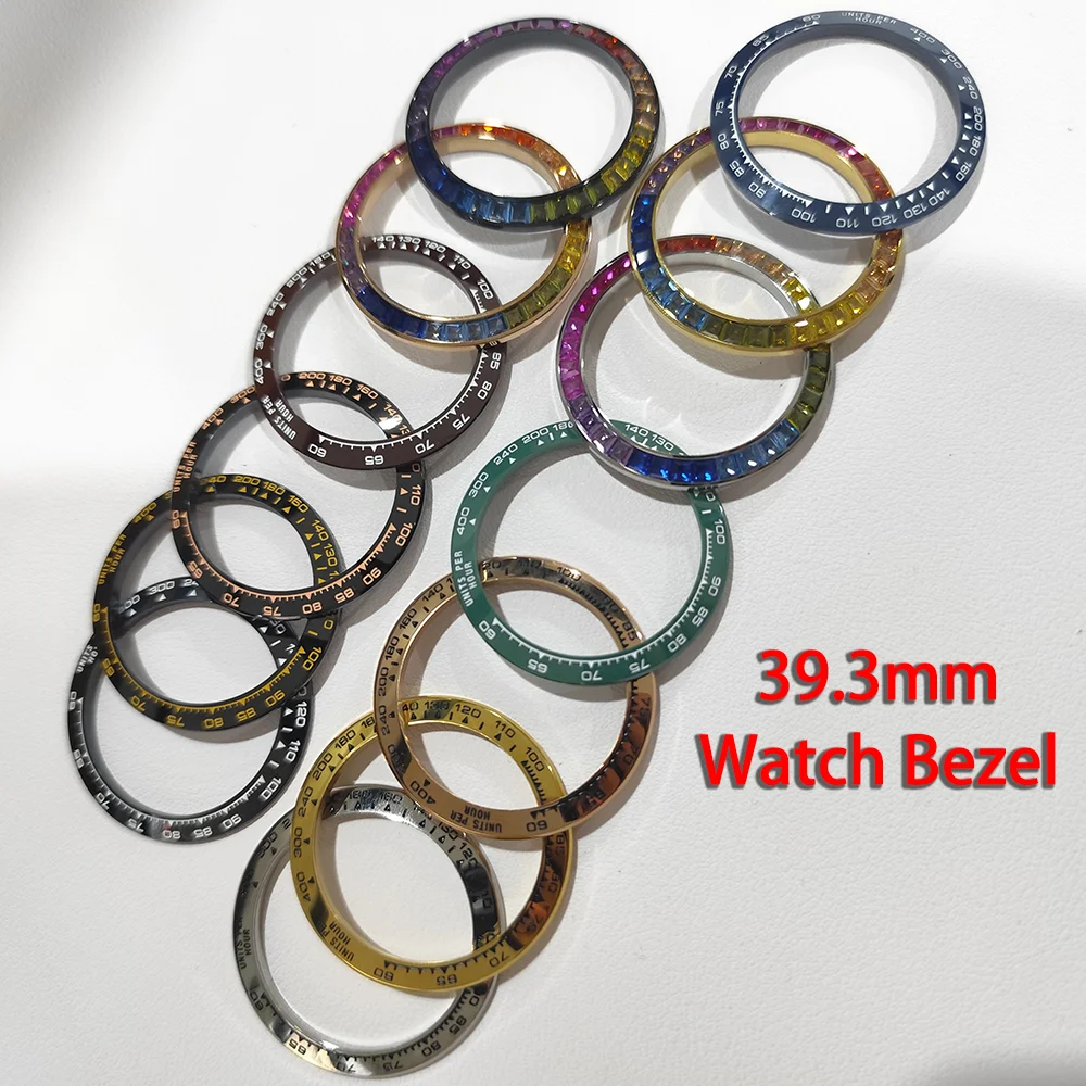 Biseles inclinados de cerámica/Metal, 39,3mm x 31,5mm/38,5x30,5mm, accesorio de repuesto para bisel de reloj para hombre, insertos inclinados, anillo multicolor