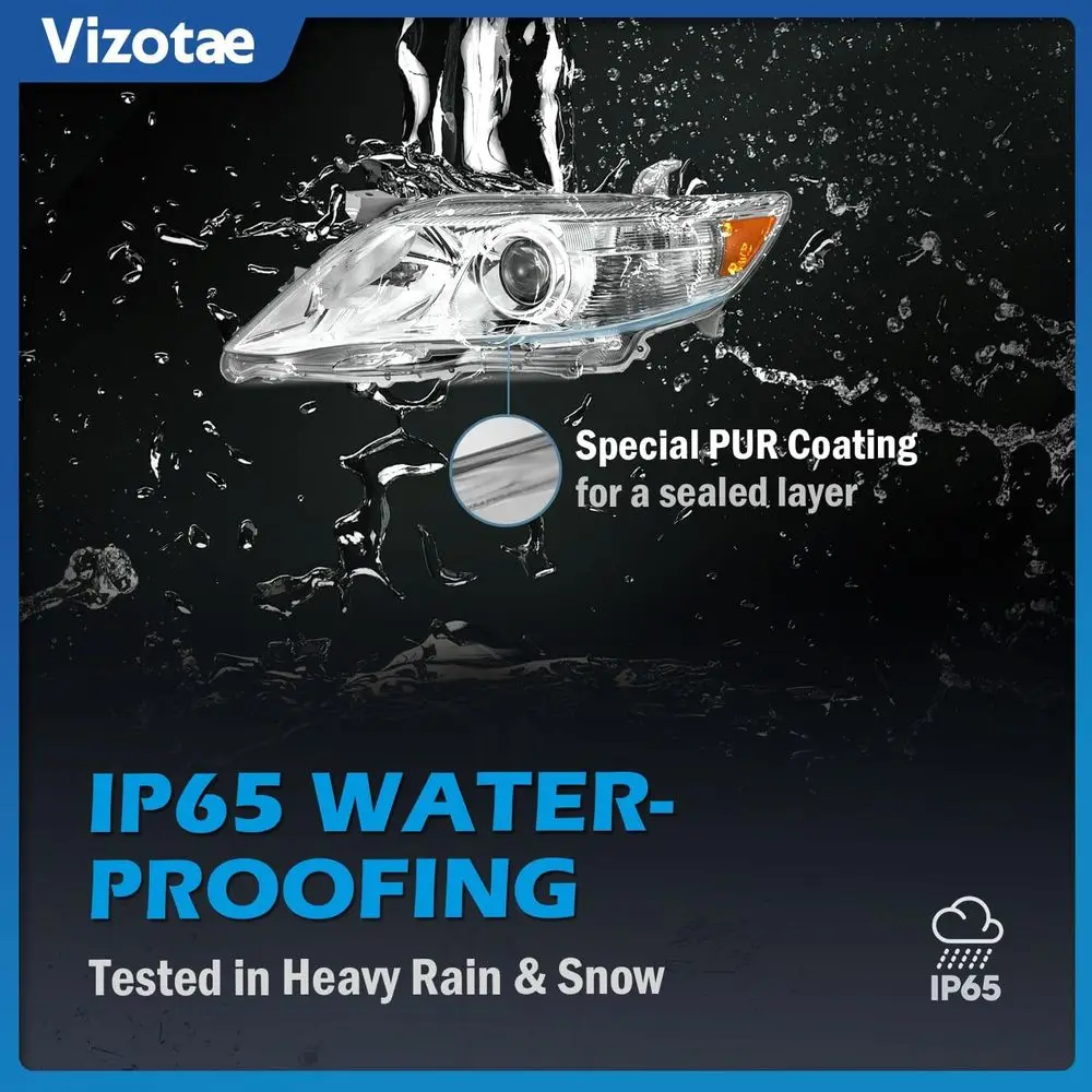 Reflektory halogenowe do Toyota Camry SE/LE Base Sedan z lat 2010-2011 - światła drogowe/mijania, żarówki w zestawie, wersja amerykańska, nie do modeli hybrydowych.