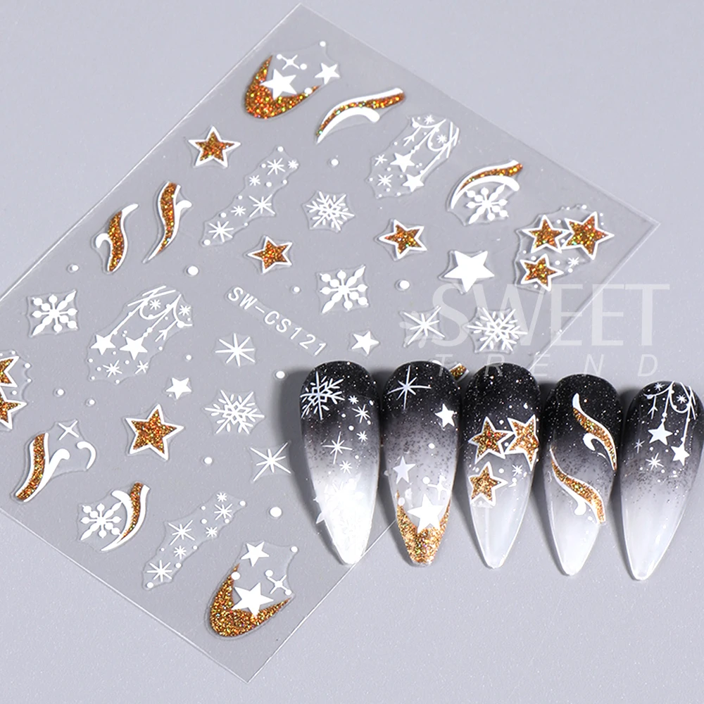 4 قطعة 2026 السنة الجديدة مسمار ملصقات ساعة العد التنازلي تصميم بريق لامع قفازات الشمبانيا مسمار المنزلق الشارات لعيد الميلاد مانيكير