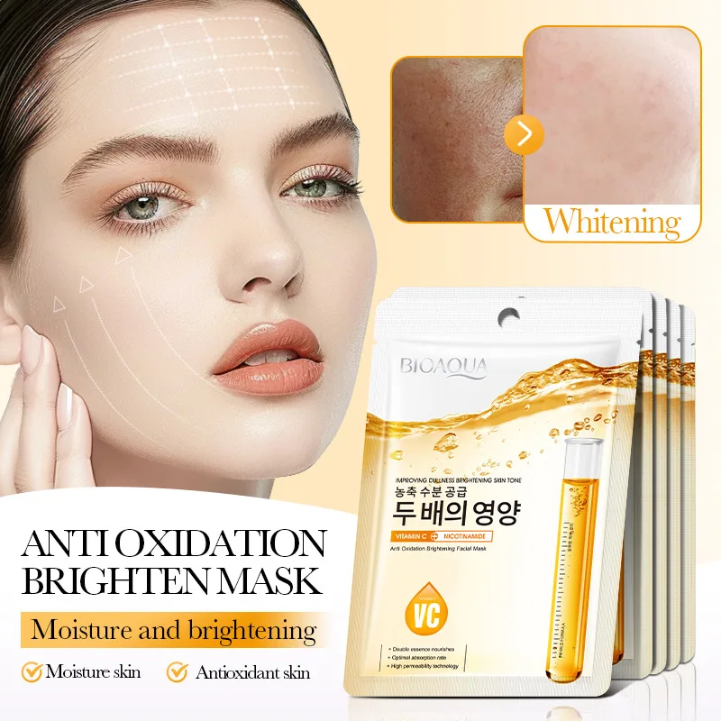 

Nicotinamide VC Brightening Facial Mask Sheet Pores Hyaluronic Acid Moisturizing Oil-Control Anti-Aging Replenishment Face Care