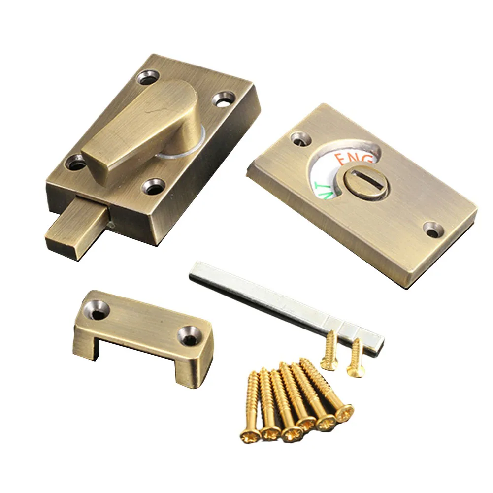 1pc Toilet Door Indicator Lock Bronze Indicator Bolt Vacant Engaged Lock For Privacy Protection Bathroom Door Locking Supplies