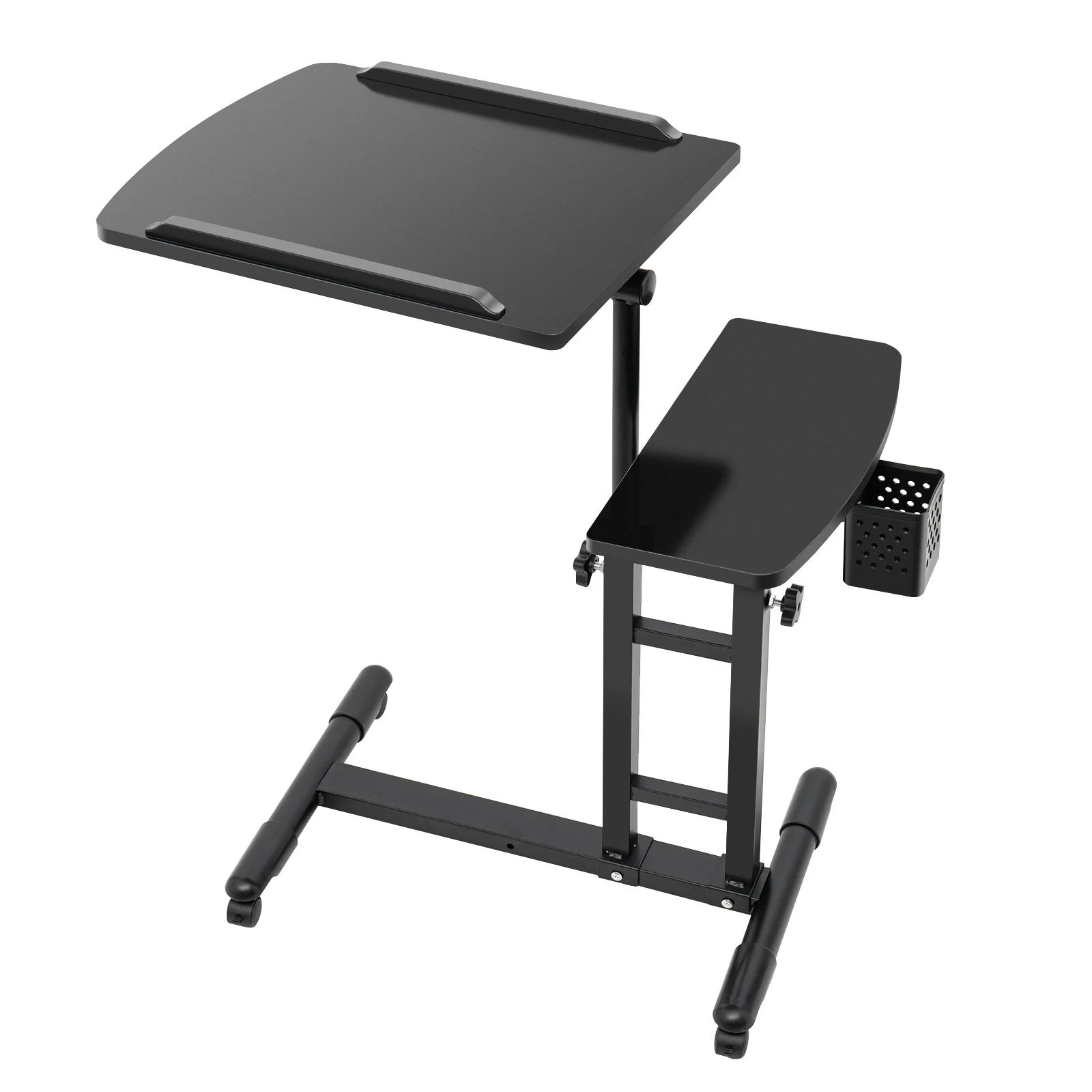 Tattoo Tray Salon Trolley Adjustable Height Salon Tray Station Multiple Workstations Mobile Folding Storage Salon Trolley Black
