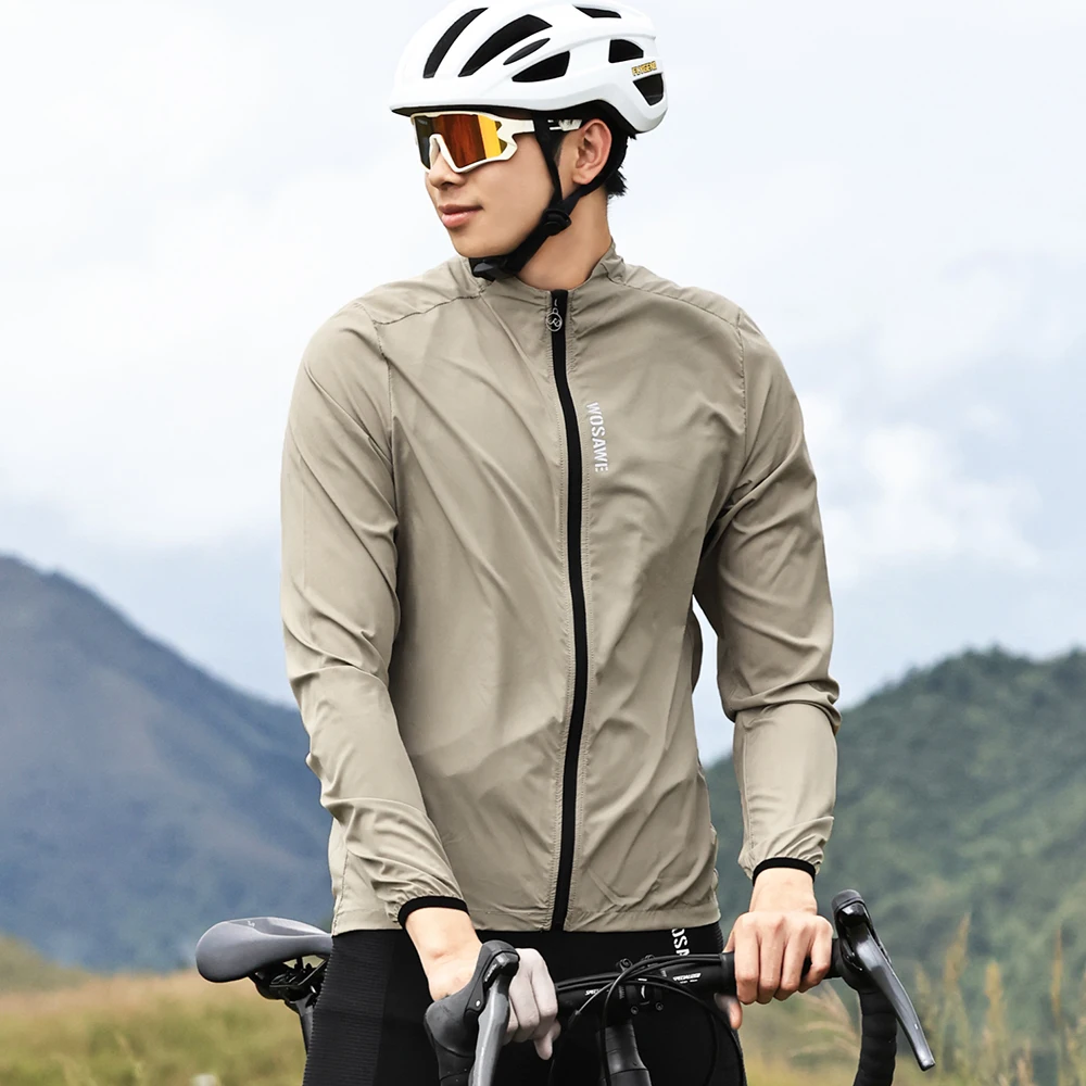 WOSAWE Men\'s Cycling Windbreaker Jacket Packable Windproof Water Resistant Long Sleeve Jersey Coat for Cycling Jogging Hiking