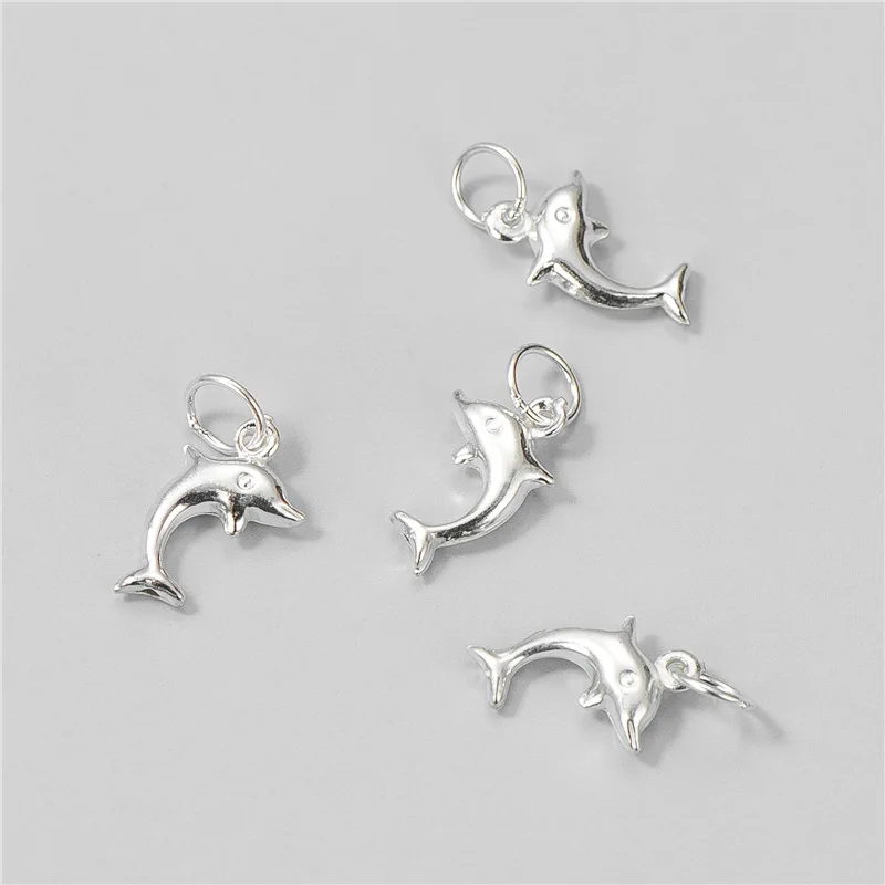

1pc 925 Sterling Silver Cute Dolphin Jewelry Charms 12x7.6mm diy Crystal/Pearls Necklace Earrings Bracelets Silver Pendants