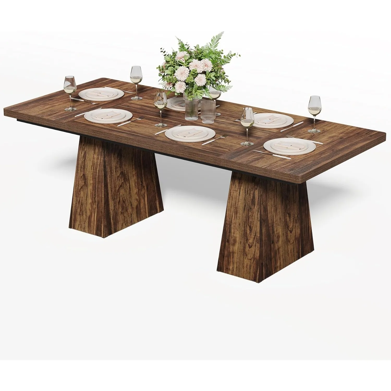 #LITTLE TREE Dining Table for 6 People,Rectangle Table with Heavy Duty Legs, Modern Dining Table for Kitchen, Dining Room