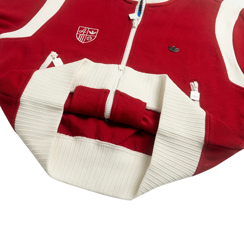 Adidas Trefoil Giacca sportiva da donna Moda retrò color block lavorata a maglia con colletto rialzato Kg8221