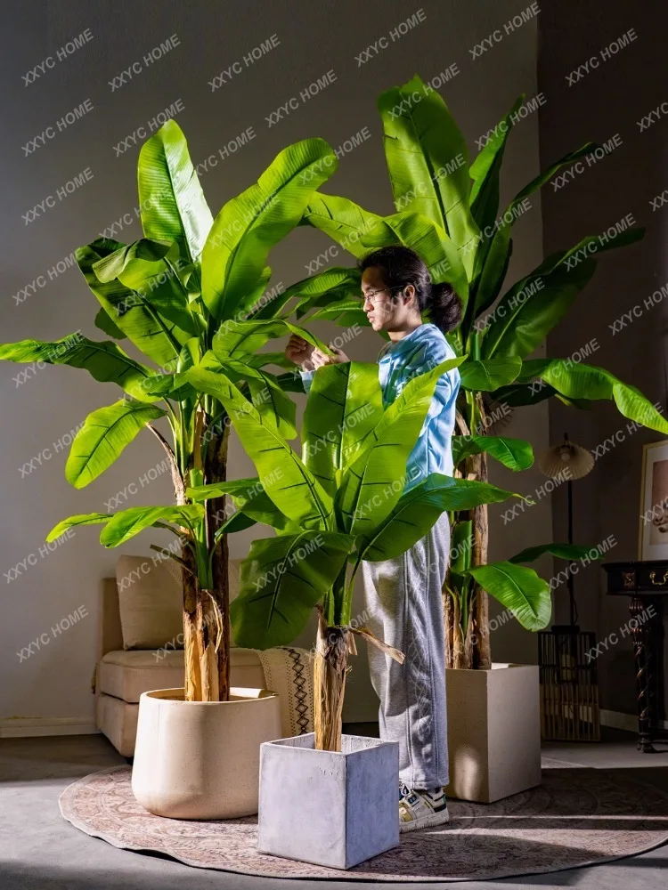 Large Banana Tree Artificial Green Plant Bionic Plastic Artificial Flower Fake Trees Potted Plant