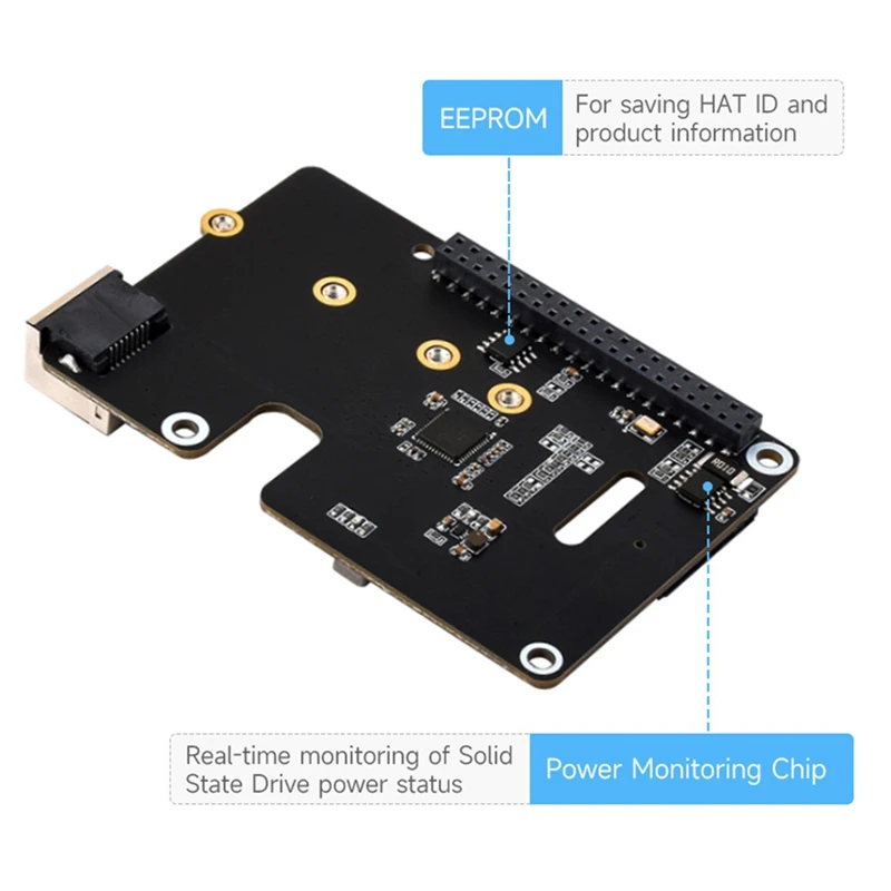 Pcie To ETH And M.2 Adapter For Raspberry Pi 5, Compatible With 2280/2260/2242/2230 Size Nvme M.2 SSD High-Speed Read