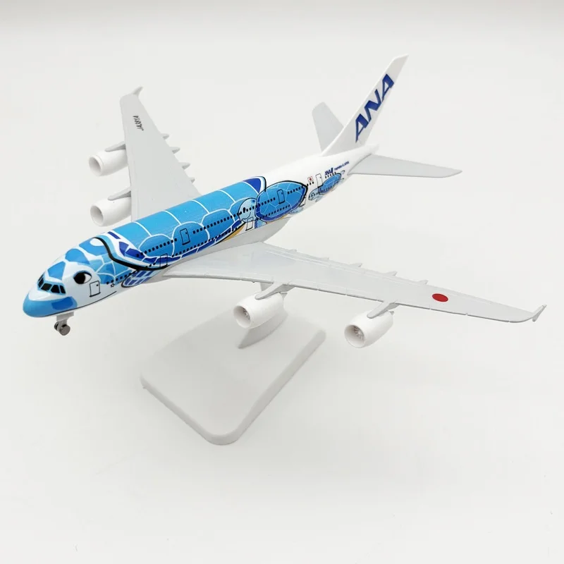 الهواء اليابان ANA 20 سنتيمتر A380 الأزرق البحر السلاحف الخطوط الجوية طائرة طائرة 1/400 نموذج مقياس مع الهبوط مصغرة طائرة العرض