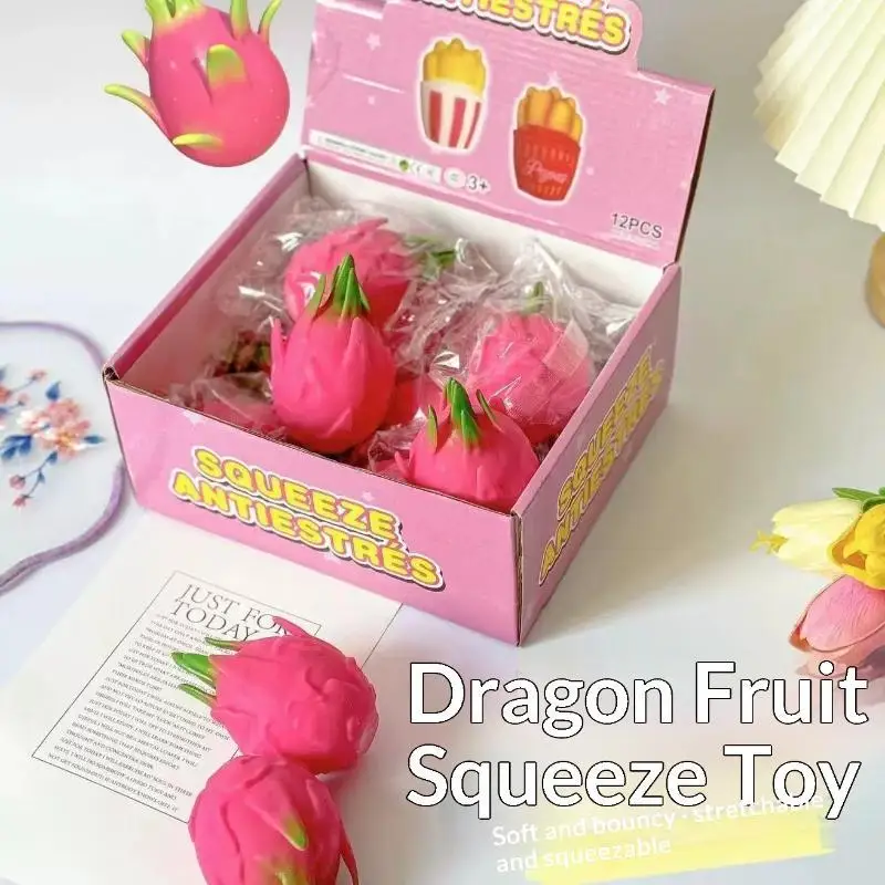 Funny Decompression Vent Dragon Fruit  Squeeze Stress Reliever Simulation Fruit Food Squeeze Ball Gift Fidget Sensory Toy