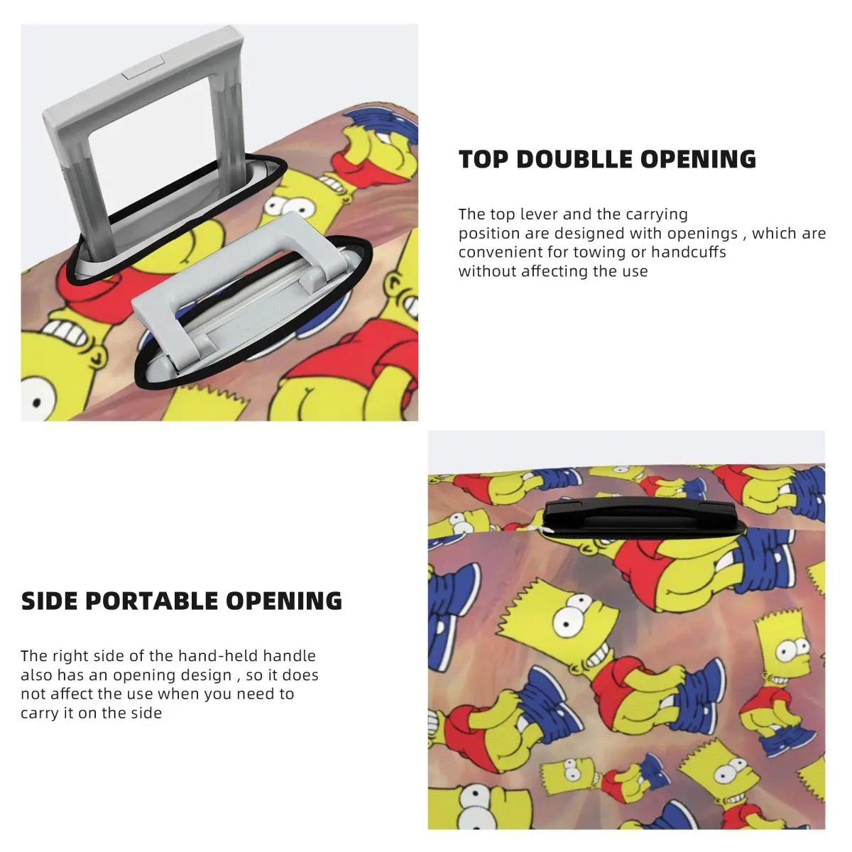 Capa de bagagem personalizada Simpsons Bart Capa protetora elástica para mala de viagem terno para 18-32 polegadas