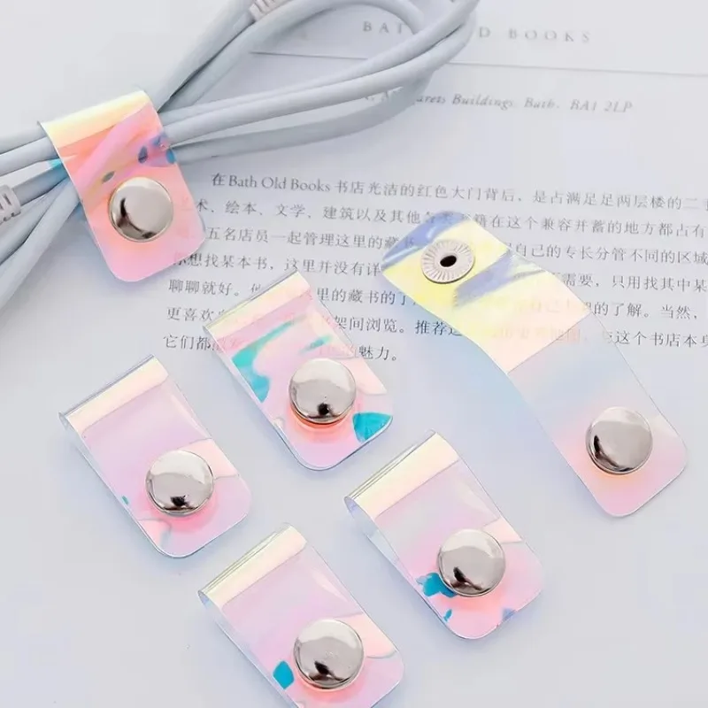 5Pcs Laser Transparent Cable Clip Earphone Cord Data Cable Winder Protector Charger Cable Holder Buckles Organizer20262026