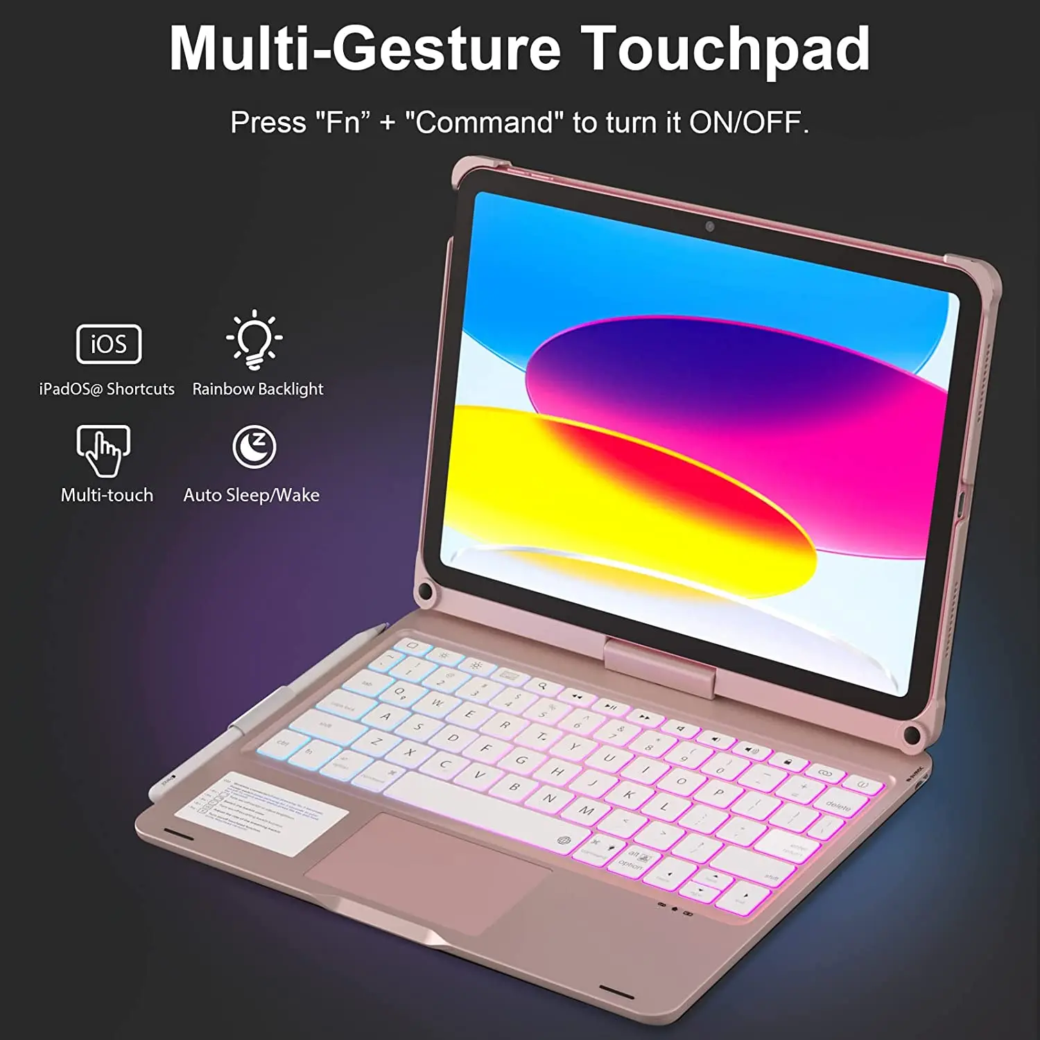 Imagem -04 - Magic Touchpad Keyboard Case para Ipad Teclas Retroiluminadas 360 Trackpad Rotatable Ipad 10th Gen 10.9 A2696 A2757 2023