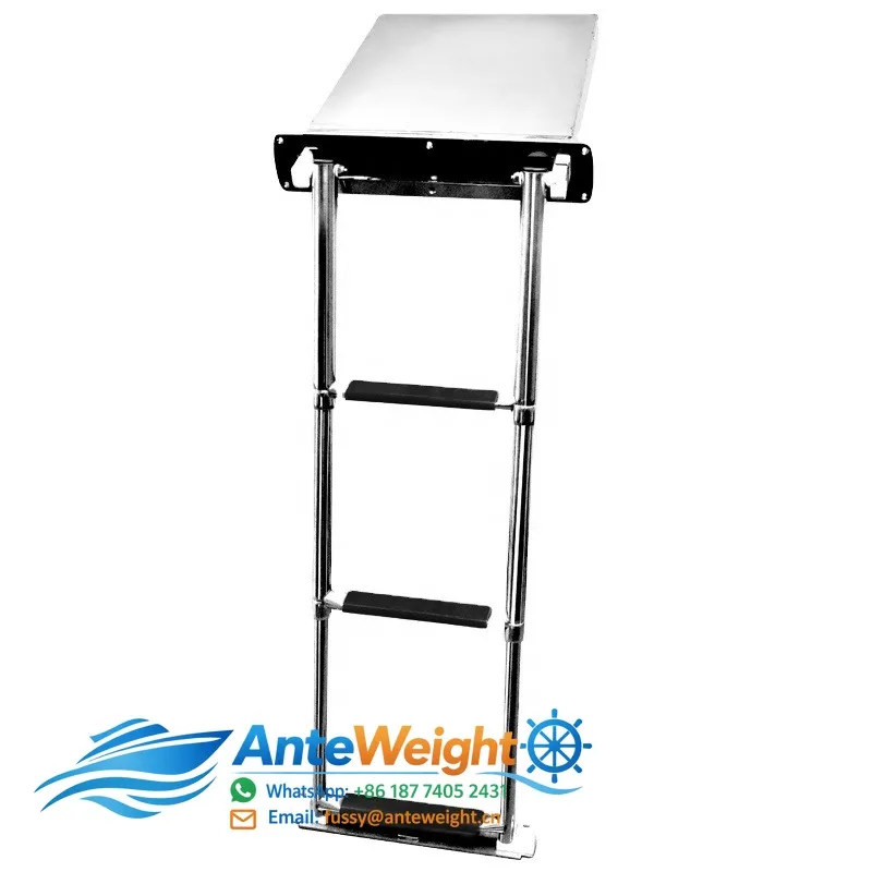 Heavy Duty Boat Stainless Steel Lock 3 Step Telescoping Diving Tube Marine Boarding Boat Box Ladder