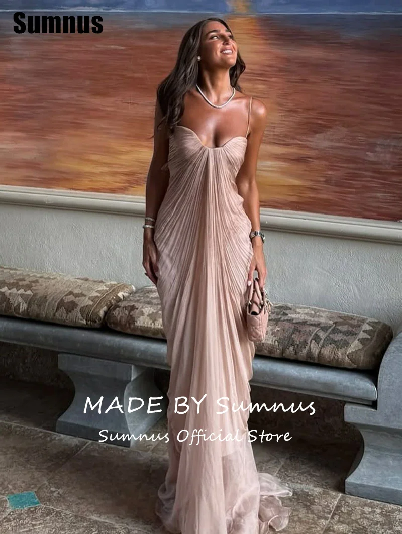 Sumnus Semplice Sirena Nude Rosa Abiti da sera Lunghezza pavimento Senza maniche Abiti da cerimonia formale فسات БmaveraPersonalizzato