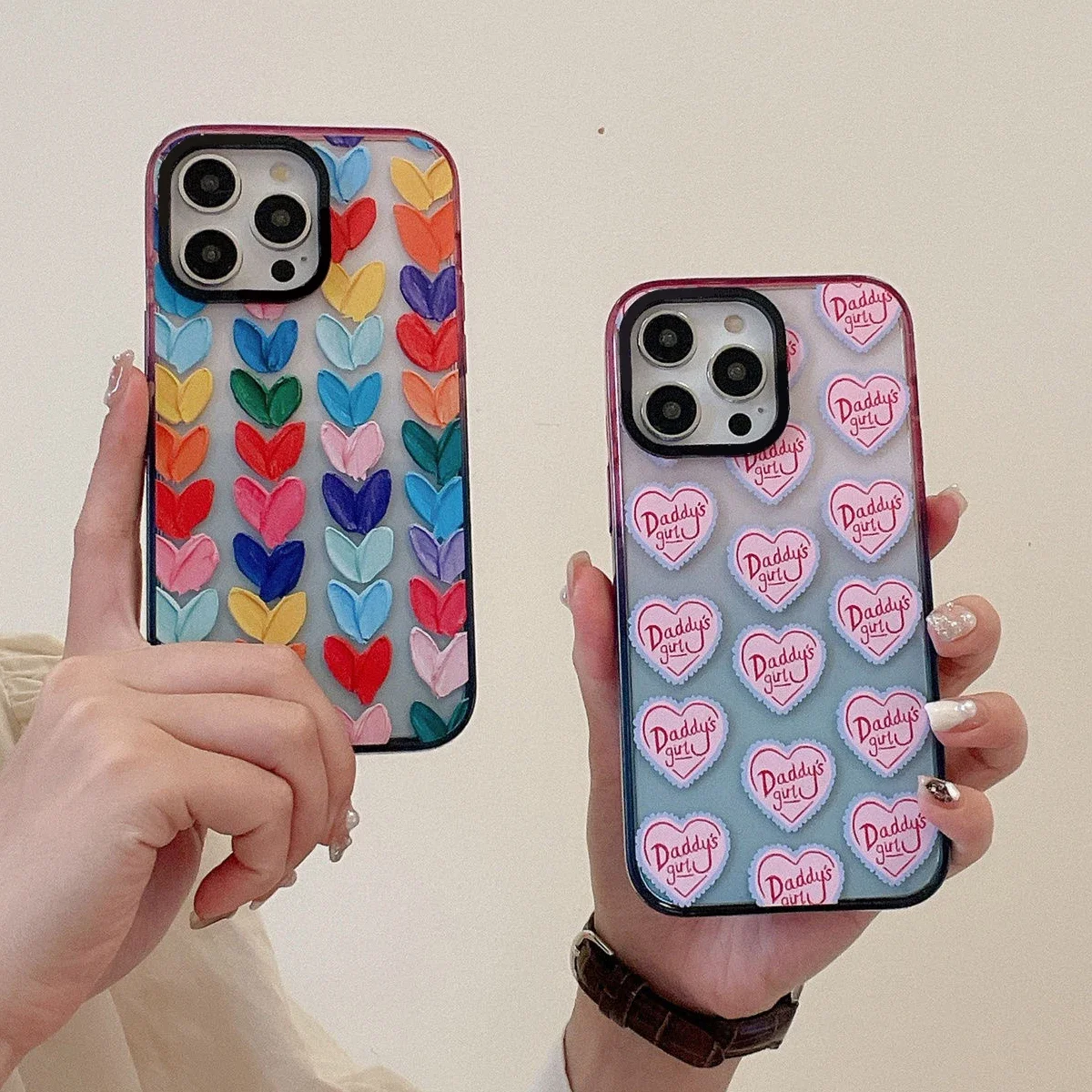 

Colorful Hearts 2.0 Acrylic Colorful Border Phone Case Cover for IPhone 11 12 13 14 15 Pro Max Case for IPhone 15 Pro Max