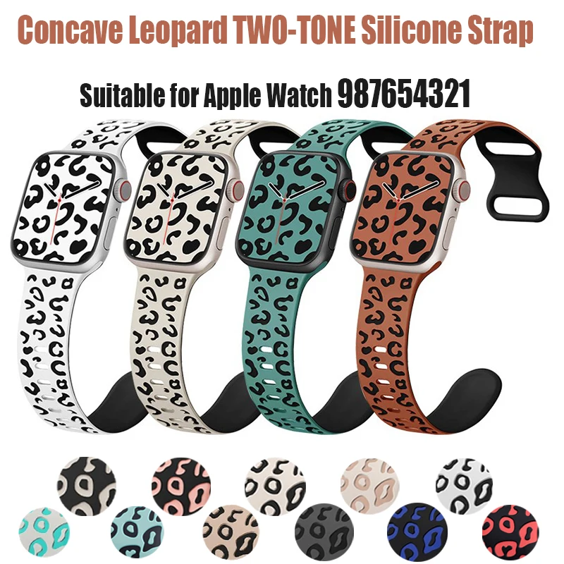 Engraved Leopard For Apple Watch 10 Straps 42/46mm 44mm 45mm 38/40/41mm Silicone Correa Bracelet Series 987SE654321 Ultra 2 49mm