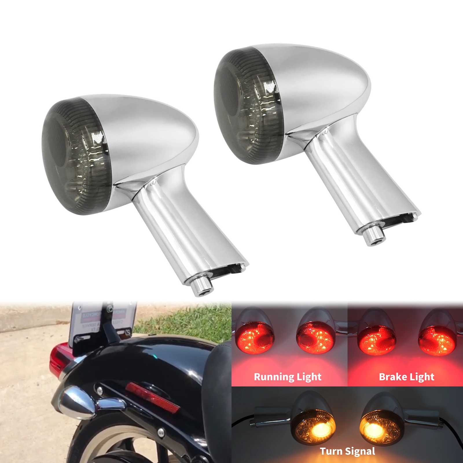 

Motorcycle Rear Turn Signal LED Indicator Lamp Aluminum Brake Running Light For Harley Sportster XL883 XL1200 Iron 1992-2022