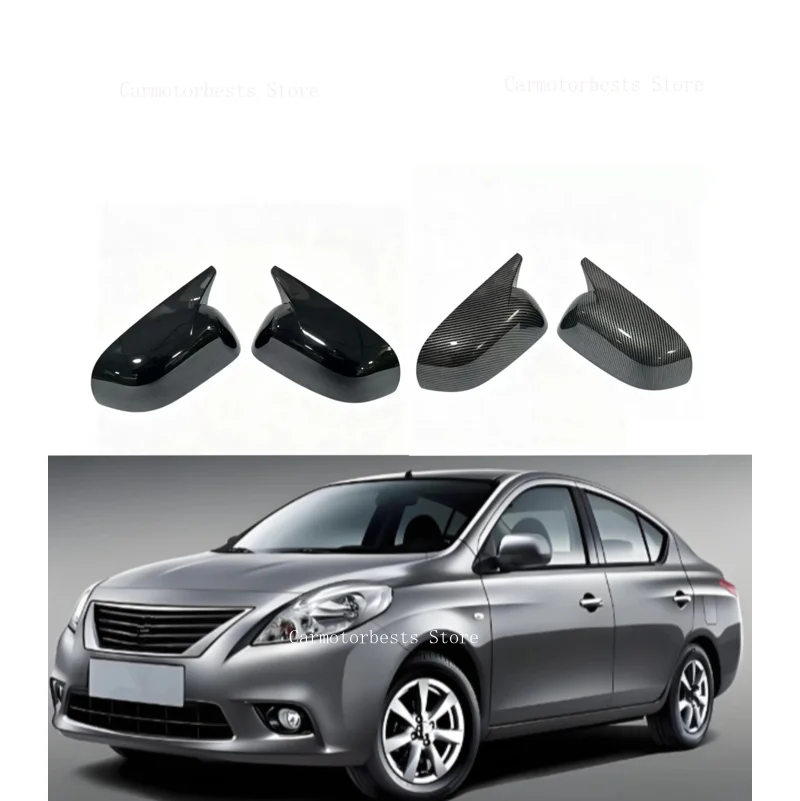 Car  Rearview Side Mirror Cover Fit For  Nissan Sunny 2010 2011 2012 2013 2014-2016  Wing Cap Rear View Case Trim Carbon Fiber