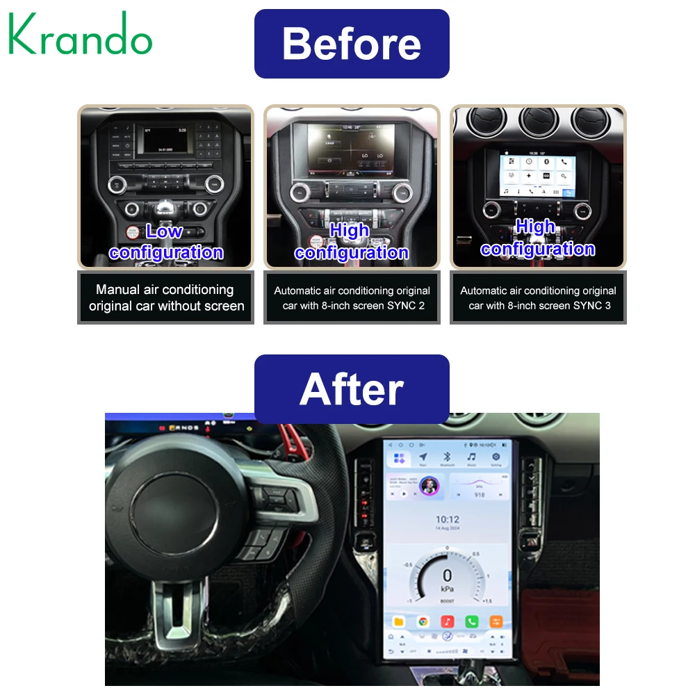 Krando Car DVD Player Radio GPS for Ford Mustang 2015-2020 Car Navigation WIFI GPS Screen mirroring